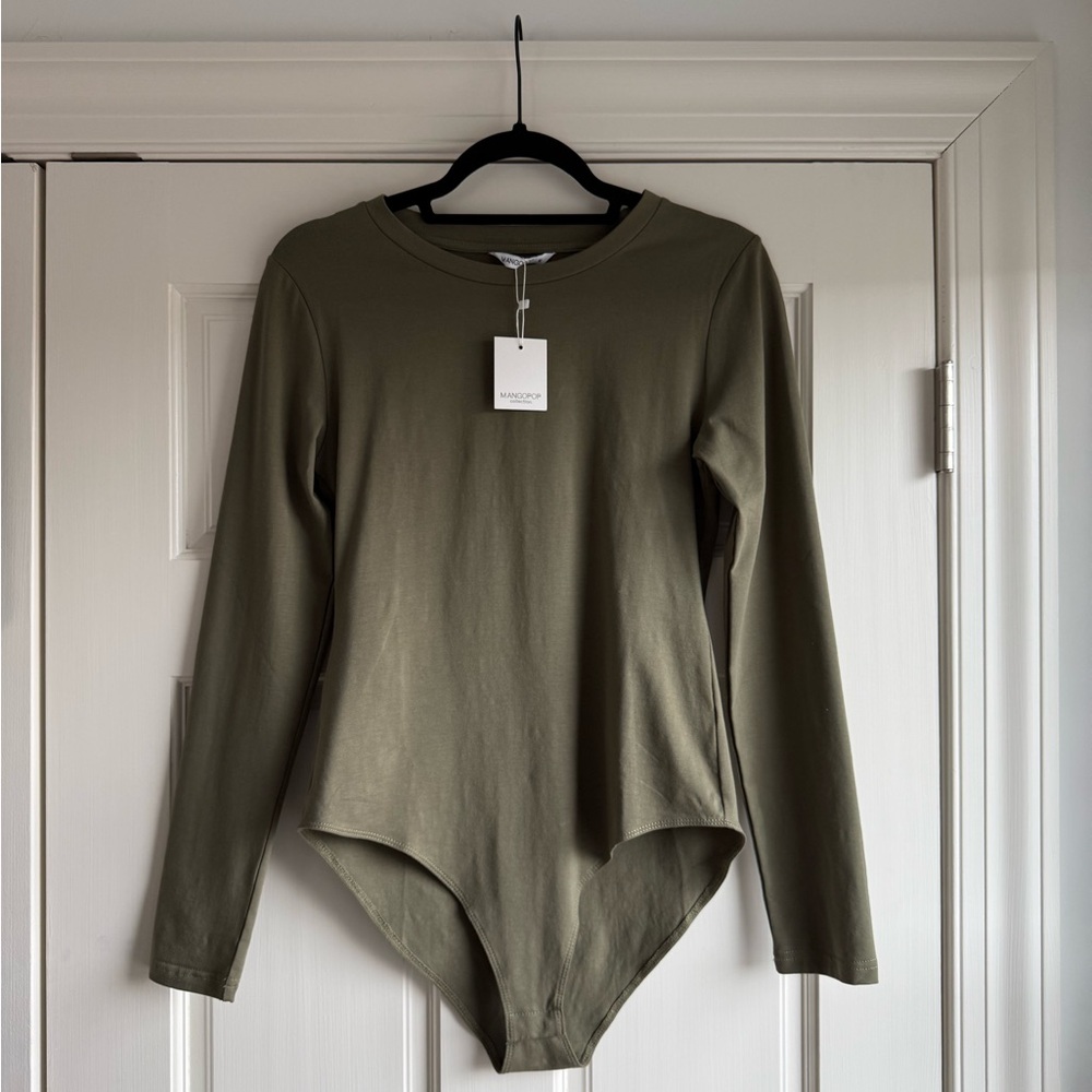 MANGOPOP Women's Crew Neck Long Sleeve Bodysuit NWT - Picture 2 of 6